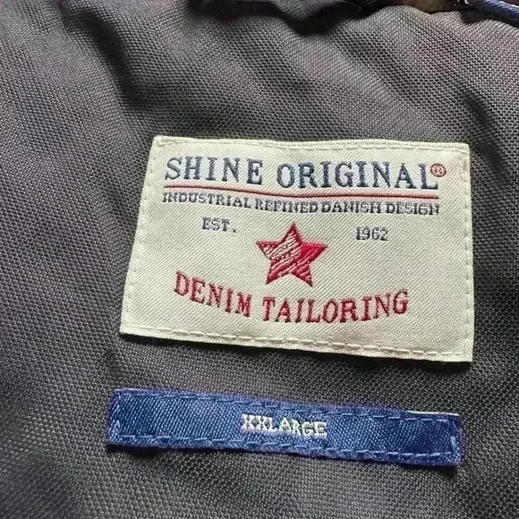 Shine Original Denim Tailoring Long Jacket. Black. Hooded. Warm. Size 2XL. - Picture 8 of 10